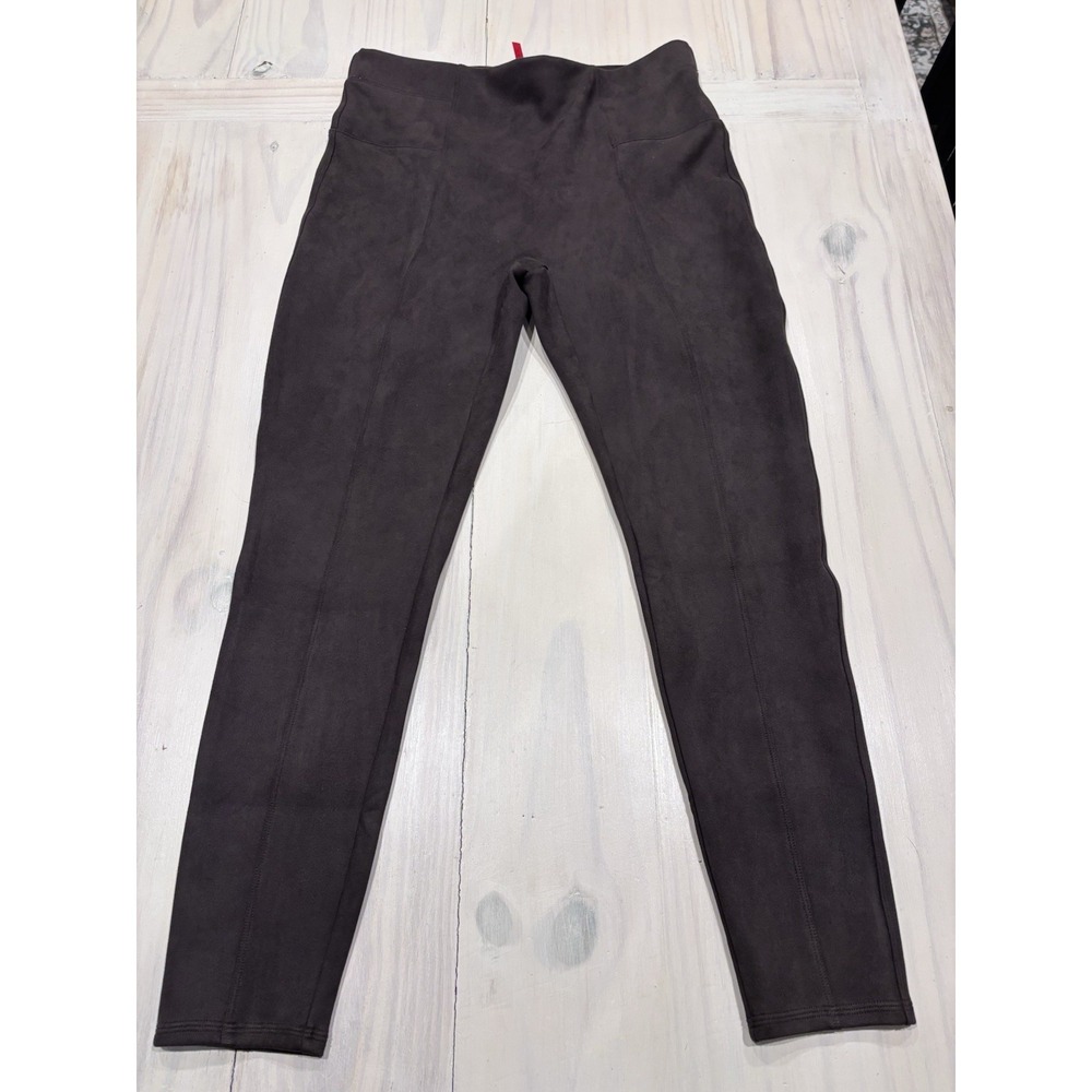 SPANX Women's‎ XL High Rise Faux Suede Stretch Pants Dark Chocolate Brown 20322R